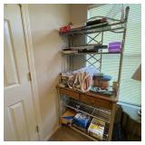 Bakers Rack w/ Large Lot of Office Supply Bakers Rack w/ Large Lot of Office Supply