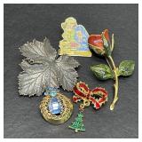 Vintage Brooches w/ Precious Moments Pin