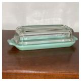 Jadeite Butter Dish w/ Clear Lid FireKing