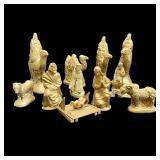 16 Piece Vintage Chalk-Ware Nativity Set