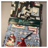 7 Warren Kimble Napkins w/ Snowman Table Runner