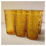 6 Vintage American Brockway Concord Amber Glasses 6 Vintage American Brockway Concord Amber Glasses