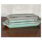 Jadeite Butter Dish w/ Clear Lid FireKing