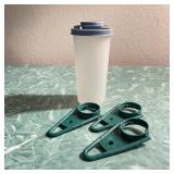 Vintage Tupperware Broom Handle Holders & Salt/ Vintage Tupperware Broom Handle Holders & Salt/