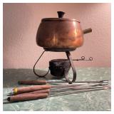 Vintage Solid Copper Fondue Pot No Handle & Shows