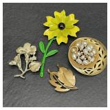 Vintage Signed Brooches w/ Unbranded Enamel Pin Vintage Signed Brooches w/ Unbranded Enamel Pin