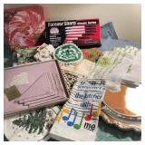 Kitchen Napkins, Towels, Mikasa Glass Platter,