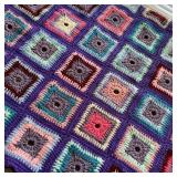 Hand Crochet Granny Square Afghan 52 x 60