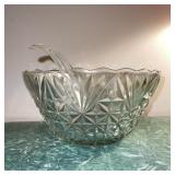 Glass Punch Bowl w/ Plastic Ladle