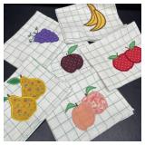 6 Kitchen Towels w/ Machine Appliqué Fruit