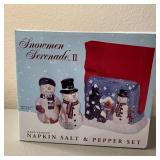 Snowmen Serenade II Napkin Holder w/ Salt &