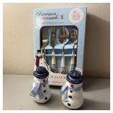 Vintage Snowmen Serenade II Flatware w/ Salt &