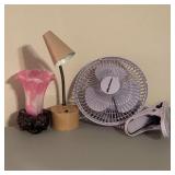 Vintage Small Desk Lamp, Glass Tulip Shape Lamp & Vintage Small Desk Lamp, Glass Tulip Shape Lamp &