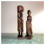 Pair of African Hand Carved Wood Sculptures