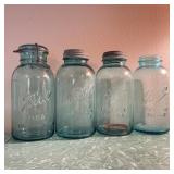 Vintage Blue Ball Canning Jars All Have Damage