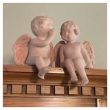 2 Sitting Pottery Angels