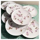 8 Texas-Ware Dinner Plates w/ Purple Flowers