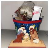 Snowman Basket w/ Christmas Decorations