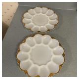 2 Milk Glass Deviled Egg Plates