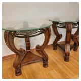 Modern Glass Top End Table Pair Modern Glass Top End Table Pair