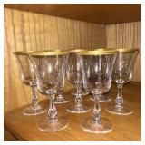8 Stemmed Gold Rim Water Glasses 8 Stemmed Gold Rim Water Glasses