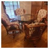 Rattan & Glass Top Table w/ 4 Chairs Rattan & Glass Top Table w/ 4 Chairs