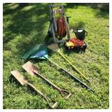 Outside Lawn Tools w/ Garden Hose & Reel