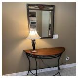 Cherry Wood Entry Table w/Lamp