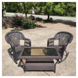 Wicker Outside Patio Set w/Glass Top Table Wicker Outside Patio Set w/Glass Top Table