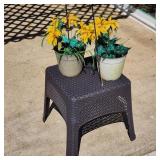 Woven Outdoor Stool w/Flower Pots