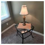 Glass Top End Table w/Lamp