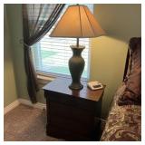 Cherry Wooden Night Stand w/Lamp