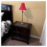 2 Drawer Wood Nighstand w/Lamp