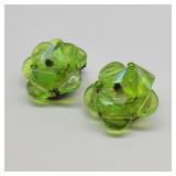 Vintage West Germany Green Flower Earrings Vintage West Germany Green Flower Earrings