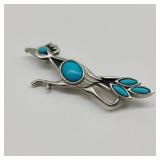 St. Labre Faux Turquoise Roadrunner Brooch