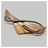 Orb Signed Handwrought Copper Modernist Brooch