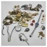 Lot of Vintage Costume Jewelry w/ Lucerne Watch