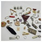 Lot of Misc. Trinkets w/ Avon Silver Note Whistle