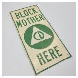 Cold War Era Metal Block Mother Sign Cold War Era Metal Block Mother Sign