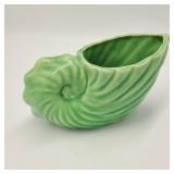 USA Pottery Green Cornucopia Planter