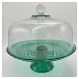 Vintage Covered Green Pedestal Cake Stand Vintage Covered Green Pedestal Cake Stand