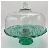 Vintage Covered Green Pedestal Cake Stand