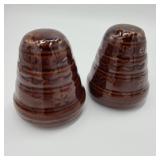 Brown USA Pottery Pepper Shakers