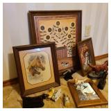 Lot of Vintage Art W/ Barn Scene & Dog Figurine Lot of Vintage Art W/ Barn Scene & Dog Figurine