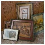 Lot of Vintage Art w/ Horse & CabIn Scene Lot of Vintage Art w/ Horse & CabIn Scene