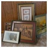 Lot of Vintage Art w/ Horse & CabIn Scene