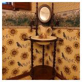 Vintage Wash Stand, w/ Mirror, Pitcher, & Basin