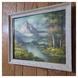 Vintage Lake Scene on Canvas