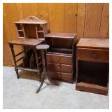 Lot of Small Vintage Tables w/ Heart Shelf Lot of Small Vintage Tables w/ Heart Shelf