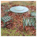 Green Outdoor Table w/ 5 Chairs